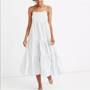 Madewell | Dresses | Madewell White Linen Tiered Striped Maxi Dresss |  Poshmark